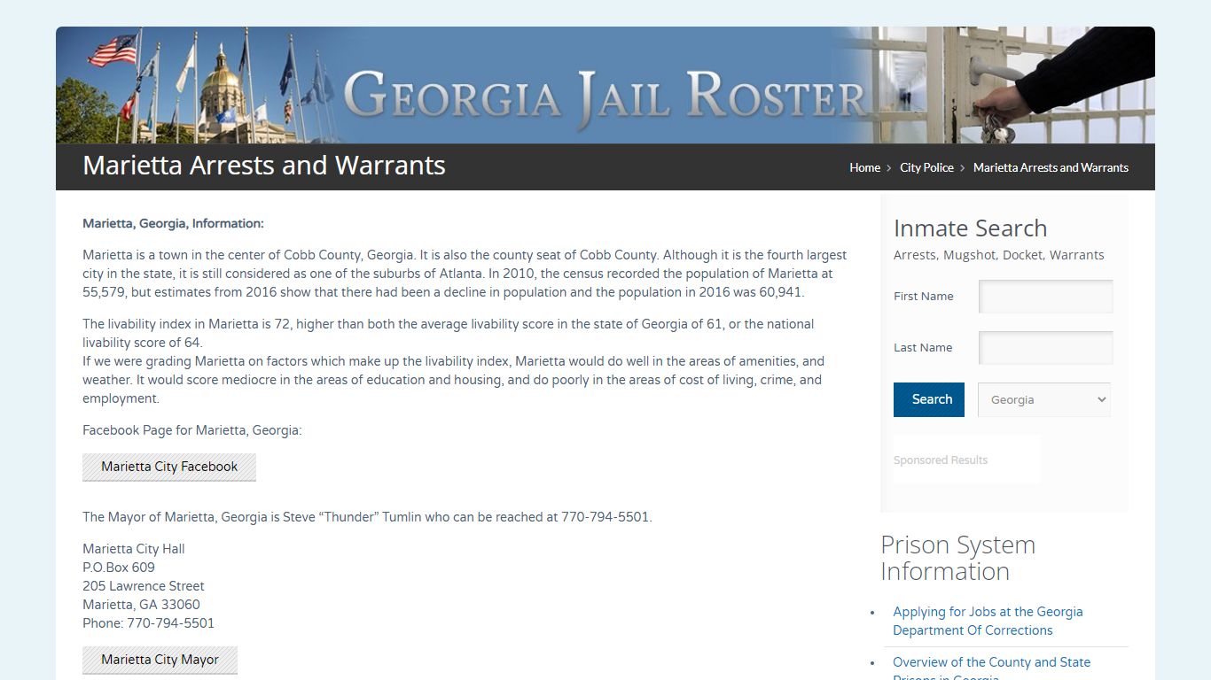 Marietta Arrests and Warrants | Georgia Jail Inmate Search